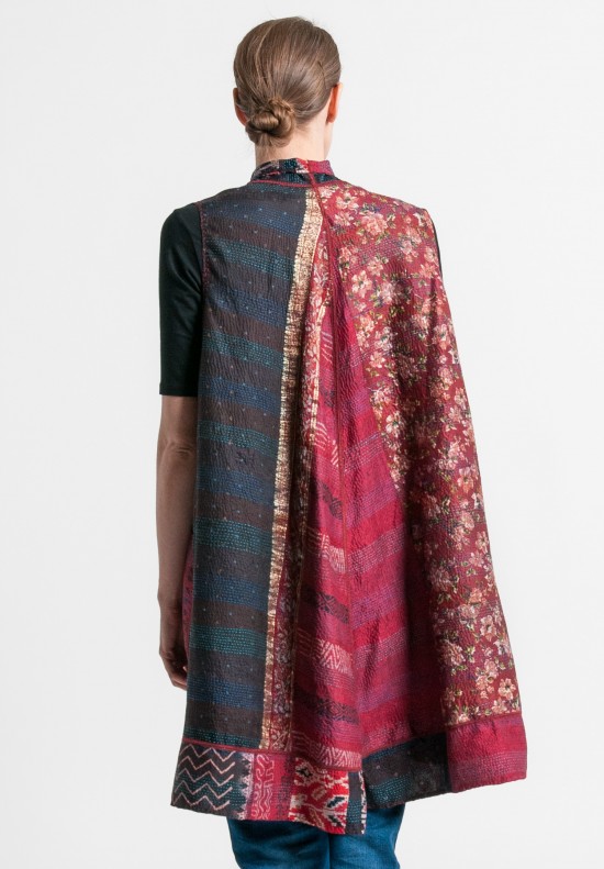 Mieko Mintz Vintage Silk A-Line Vest in Maroon	