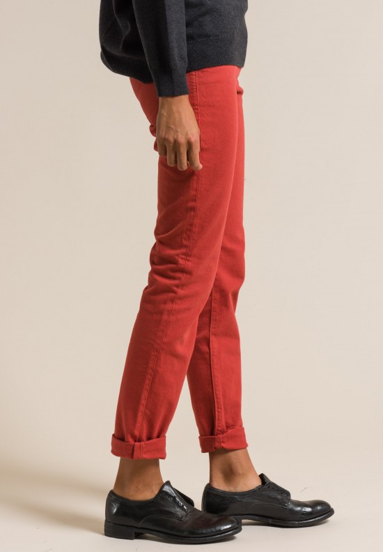 Brunello Cucinelli Cotton Skinny Jeans in Red