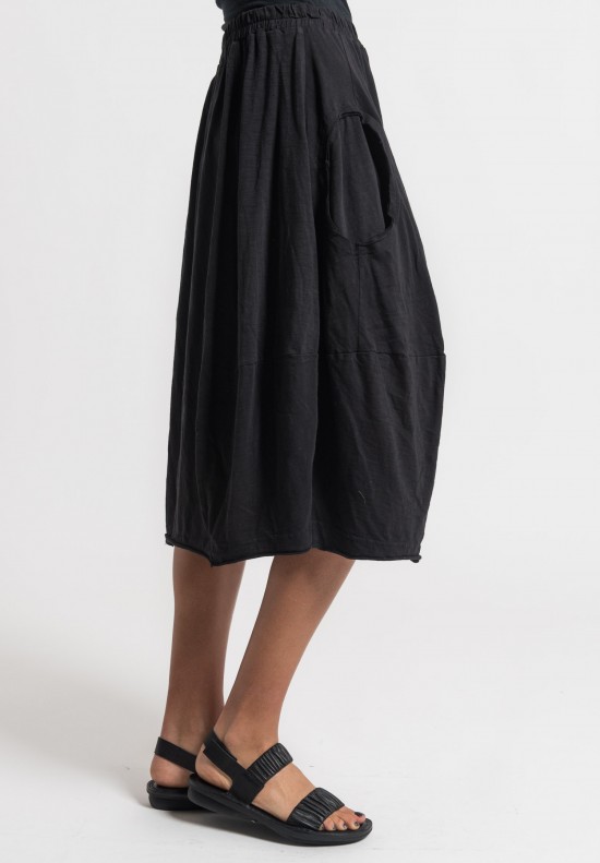 Rundholz Black Label Cotton Circle Pocket Tulip Skirt in Black
