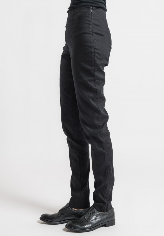 Rundholz Black Label Stretch Linen Skinny Pants in Black
