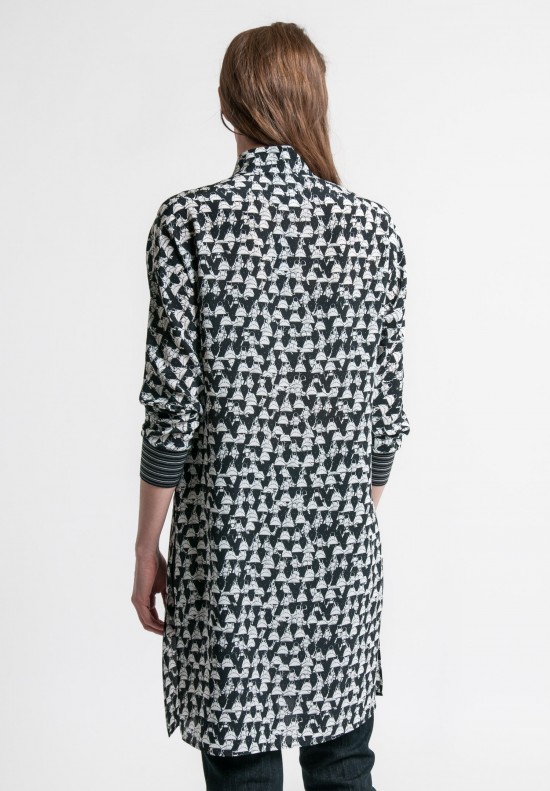 Akris Silk Crepe Handbag Print Tunic Dress in Black/Cremello | Santa Fe ...