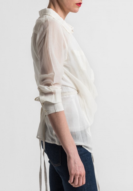 Nicholas K Cotton/Silk Sheer Roux Shirt in Off White	