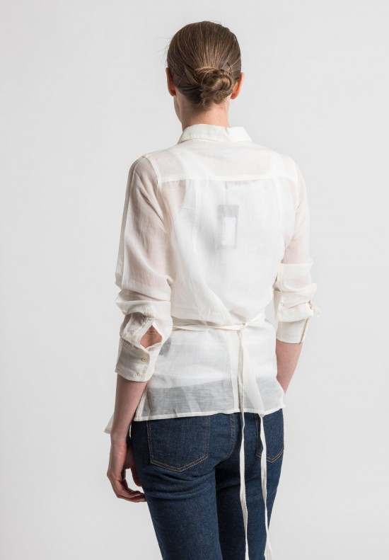Nicholas K Cotton/Silk Sheer Roux Shirt in Off White	
