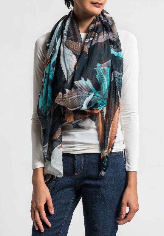 Som Les Dues Modal/Cashmere Amazonia Printed Scarf in Black	