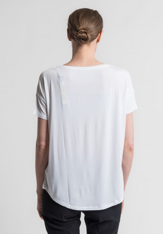 Majestic Extra-Fine Oversized Boat Neck Tee in Blanc	