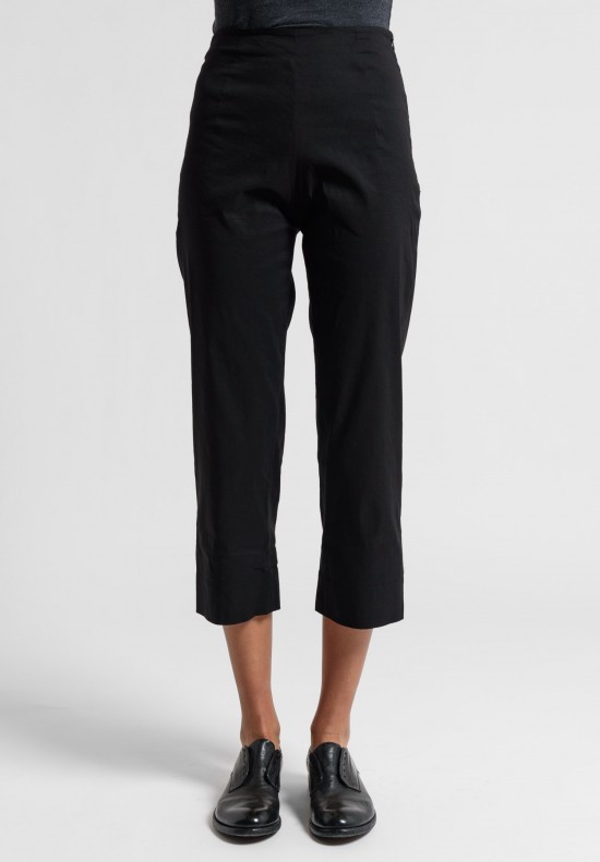 Peter O. Mahler Lightweight Stretch Linen Cropped Pants in Black	