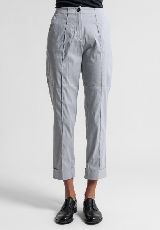 Peter O. Mahler Stretch Linen Cuffed Pin Tuck Pants in Metal	