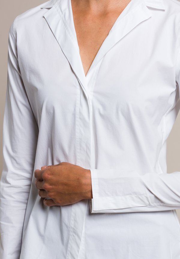 Lareida Cotton Stand Collar Catharina Shirt in White