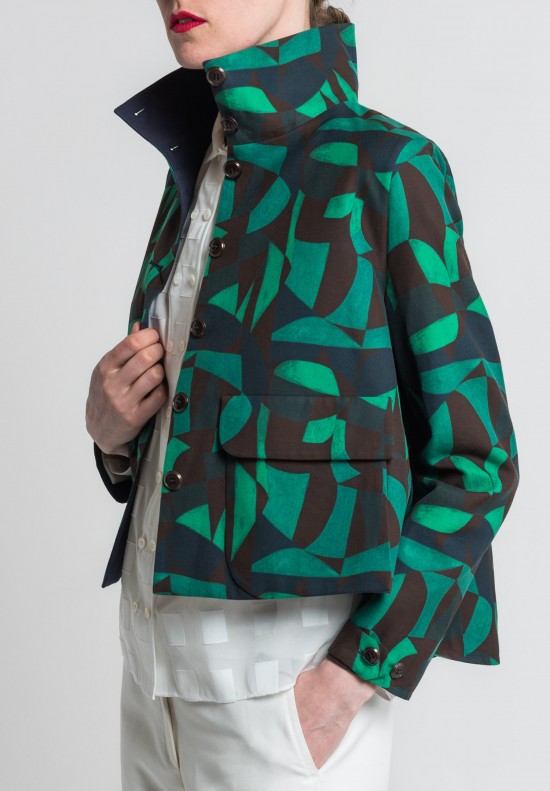 Akris Cotton Geometric Print Isidor Jacket in Multicolor	