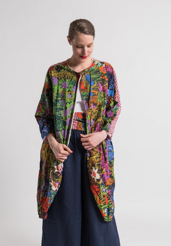 Daniela Gregis Reversible Cotton Floral/Plaid Jacket in Multicolor ...