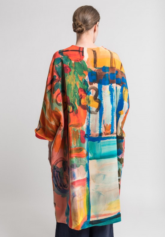 Daniela Gregis Special Paint Print Long Jacket in Multicolor	