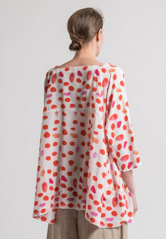 Daniela Gregis Special Printed Silk Painter Top in Strawberry	