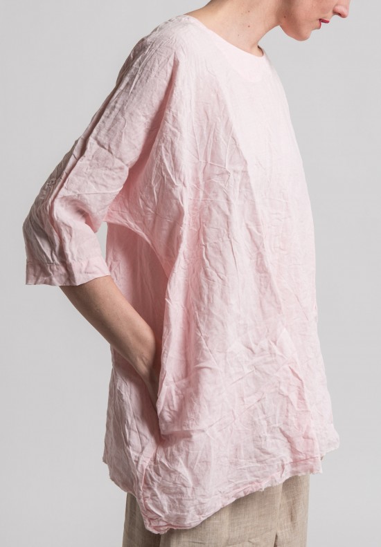 Daniela Gregis Washed Linen Oversized Top in Pink	
