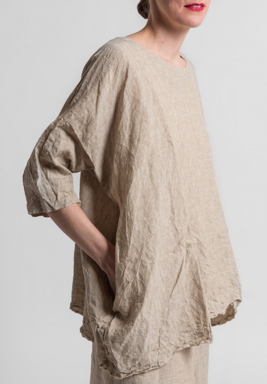 Daniela Gregis Washed Linen Oversized Top in Natural | Santa Fe Dry ...