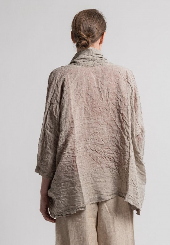 Daniela Gregis Washed Linen Oversized Open Jacket in Natural	