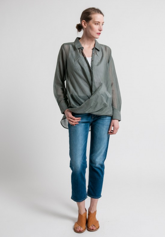 Nicholas K Cotton/Silk Ritz Drape Shirt in Granite | Santa Fe Dry Goods ...