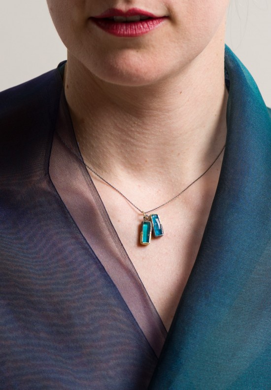 Maria Frantzi 18K Gold, Silver, Chrysocolla Doublet Necklace