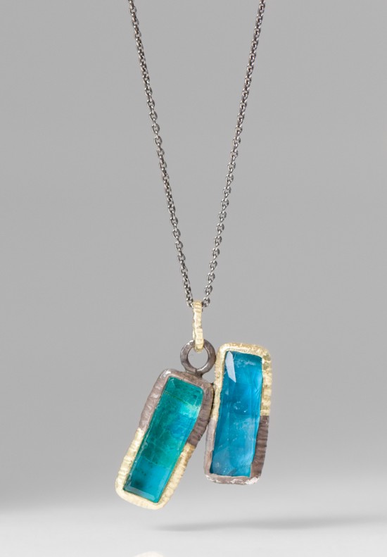 Maria Frantzi 18K Gold, Silver, Chrysocolla Doublet Necklace