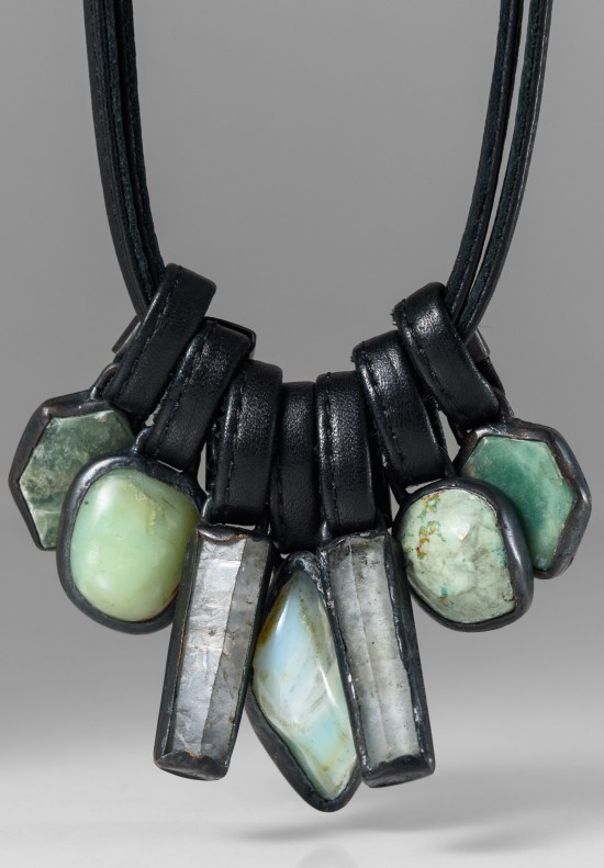 Monies UNIQUE Prehnite, Serpentine, Jade, & Crystal Necklace	