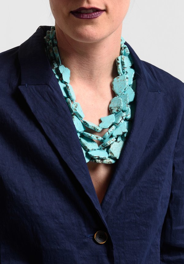 Monies UNIQUE Multi Strand Turquoise Slab Necklace	