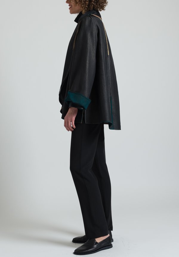 Sophie Hong Silk Shawl Collar Jacket in Black/Green | Santa Fe Dry ...