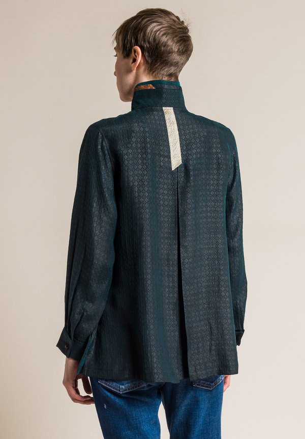 Sophie Hong Hand Dyed Silk Relaxed Jacket in Dark Teal