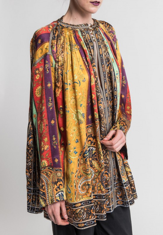 Etro Runway Silk Argan Oversize Top in Marigold	