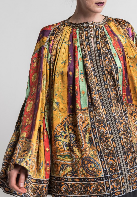 Etro Runway Silk Argan Oversize Top in Marigold	