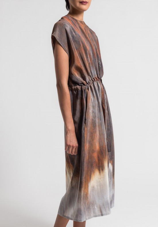 Anntian Silk Simple Long Dress in Rust	