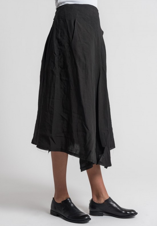 Marc Le Bihan Linen Wrap Skirt in Black	