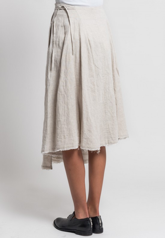 Marc Le Bihan Linen Wrap Skirt in Natural	