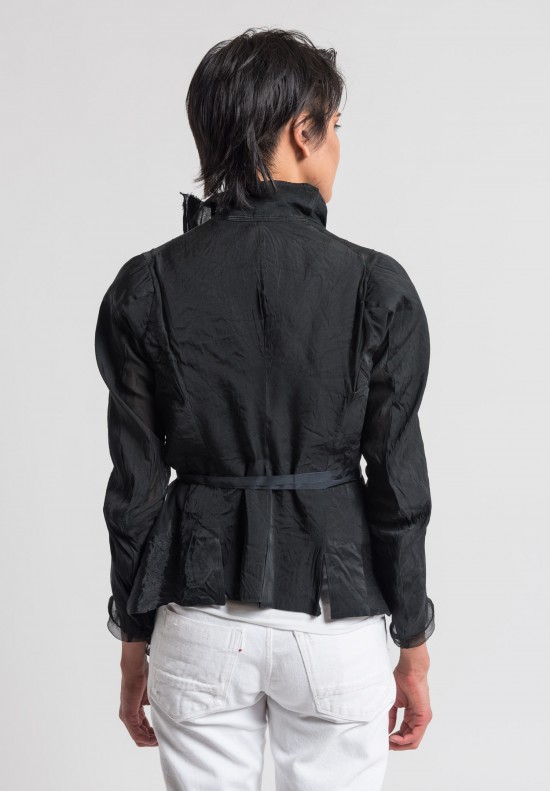 Marc Le Bihan Sheer Silk Tailored Jacket in Black	