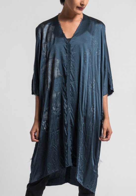 Jaga/Duuya Silk Hand Painted Relaxed Tunic in Navy	