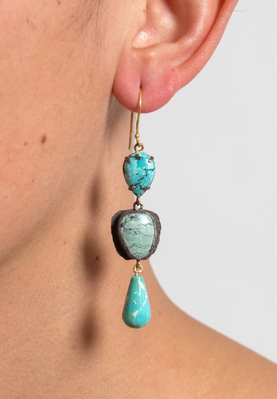 Margery Hirschey Silver, 22k & Turquoise Earrings	