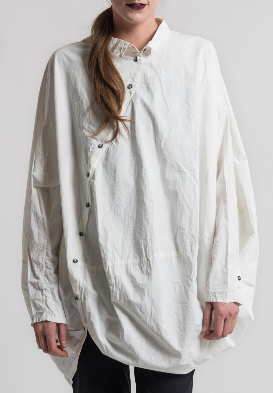 Rundholz Dip Asymmetric Oversized Cocoon Shirt in Milk Blank	