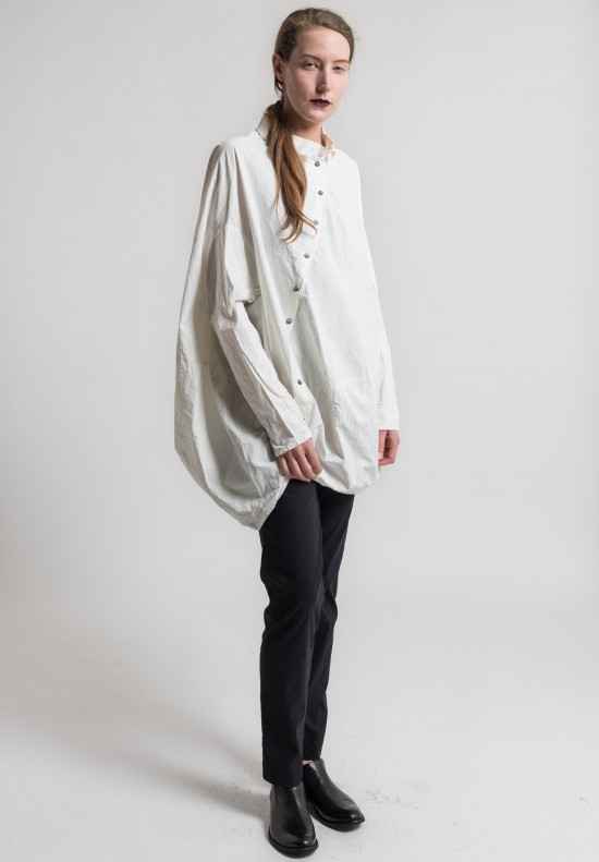 Rundholz Dip Asymmetric Oversized Cocoon Shirt in Milk Blank	