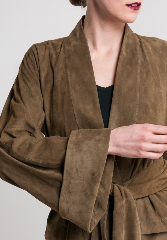 Arje Suede Wide Sleeve Kimono Jacket