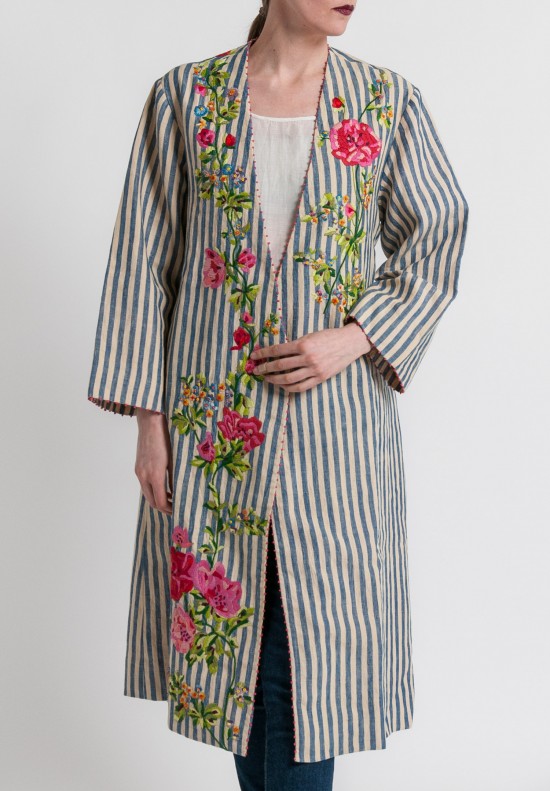 Péro Linen/Cotton Floral Embroidery Jacket in Multicolor	