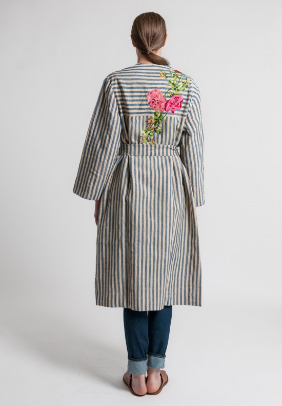 Péro Linen/Cotton Floral Embroidery Jacket in Multicolor	