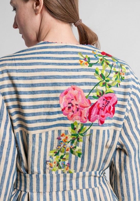 Péro Linen/Cotton Floral Embroidery Jacket in Multicolor	