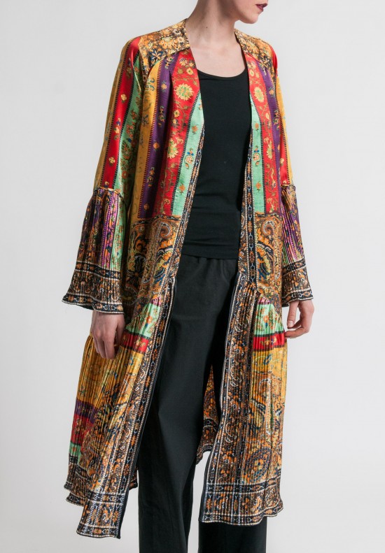 Etro Runway Silk Long Pleated Open Jacket in Multicolor | Santa Fe Dry ...