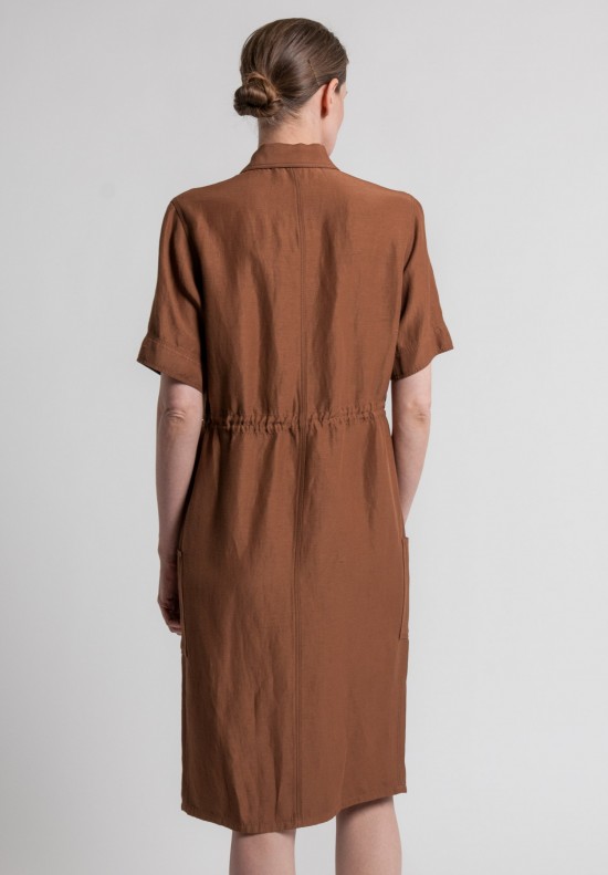 Ralph Lauren Short Sleeve Tilden Shirt Dress in Tobacco	