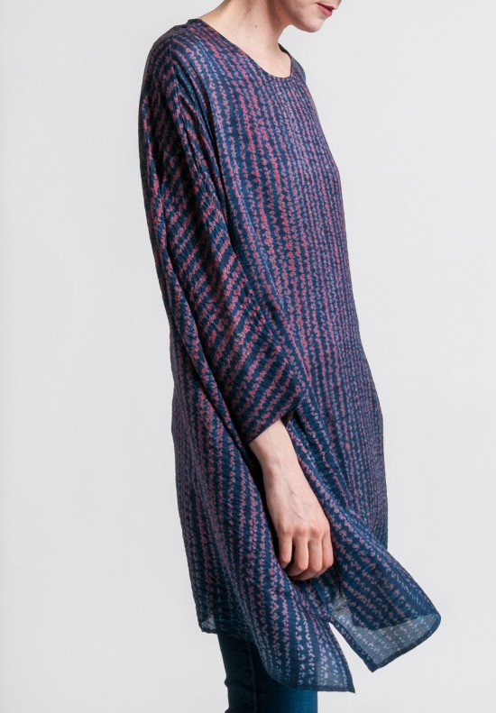 Raga Designs Shibori Silk Franky Tunic in Navy/Red