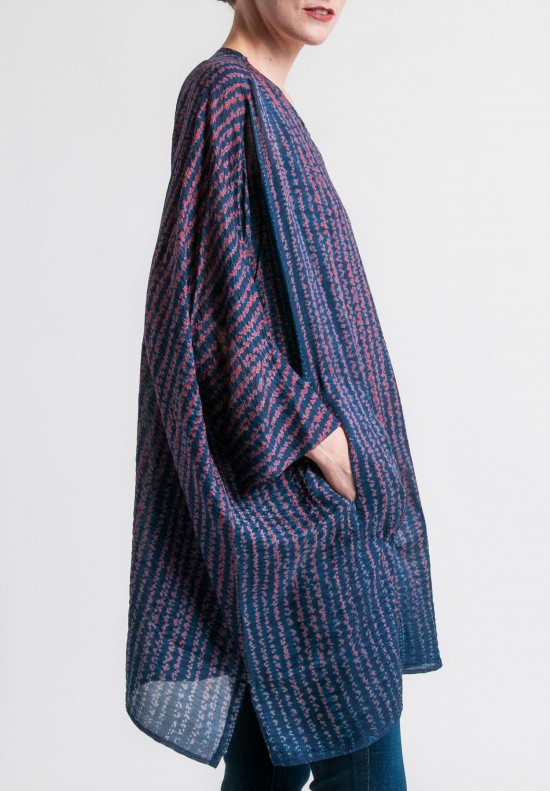 Raga Designs Shibori Silk Franky Tunic in Navy/Red