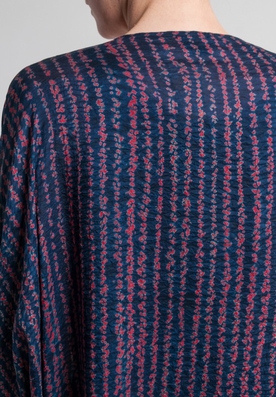 Raga Designs Shibori Silk Franky Tunic in Navy/Red