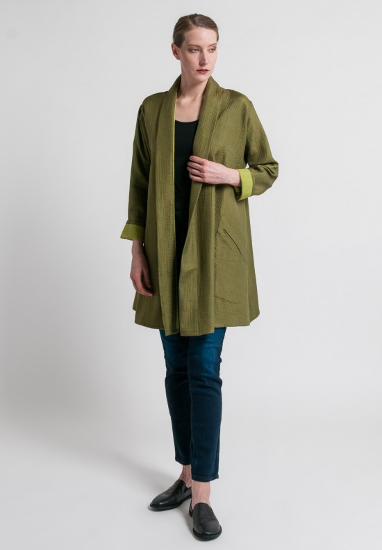 	Raga Designs Shibori Silk Dechen Jacket in Green