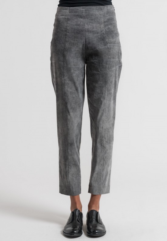 	Peter O. Mahler Cold Dyed Fitted Stretch Linen Pants in Grey