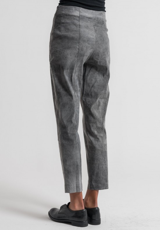 	Peter O. Mahler Cold Dyed Fitted Stretch Linen Pants in Grey