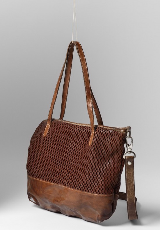 Vive La Difference Perforated Leather Ghita Tote in Moka Brown	