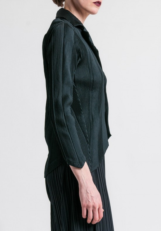 Issey Miyake Vertical Pleats Jacket in Black	